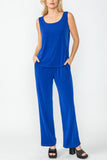 Royal Blue Wide Leg Long Pants & Scoop Neck Tank Top