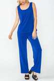 Royal Blue Wide Leg Long Pants & Scoop Neck Tank Top