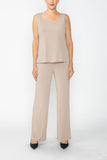 Taupe Wide Leg Long Pants & Scoop Neck Tank Top