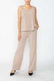 Taupe Wide Leg Long Pants & Scoop Neck Tank Top