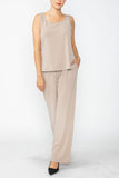 Taupe Wide Leg Long Pants & Scoop Neck Tank Top