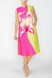 Pink Floral Placement Dress