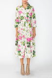 Multi Color Shirt Collar Maxi Dress