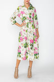Multi Color Shirt Collar Maxi Dress
