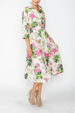 Multi Color Shirt Collar Maxi Dress