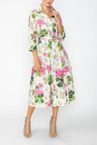 Multi Color Shirt Collar Maxi Dress