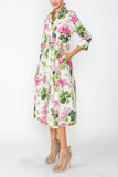 Multi Color Shirt Collar Maxi Dress