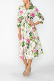 Multi Color Shirt Collar Maxi Dress