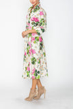 Multi Color Shirt Collar Maxi Dress