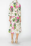 Multi Color Shirt Collar Maxi Dress