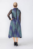 Blue and Teal Mock Neck Sleeveless Swing Dress
