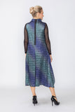 Blue and Teal Mock Neck Sleeveless Swing Dress