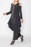Black Open Shoulder Long Sleeve Jumpsuit