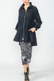 Black Shirring Blouson Sleeve Shirring Jacket