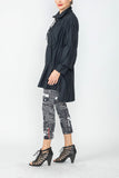 Black Shirring Blouson Sleeve Shirring Jacket