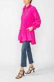 Pink Shirring Blouson Sleeve Shirring Jacket