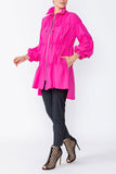 Pink Shirring Blouson Sleeve Shirring Jacket