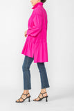 Pink Shirring Blouson Sleeve Shirring Jacket