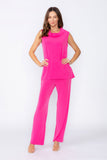 Pink Knit Jersey Drape Neck Swing Top