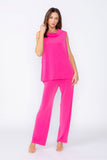 Pink Knit Jersey Drape Neck Swing Top