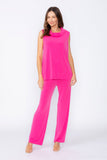 Pink Knit Jersey Drape Neck Swing Top