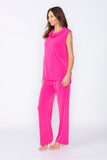 Pink Knit Jersey Drape Neck Swing Top