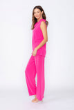 Pink Knit Jersey Drape Neck Swing Top