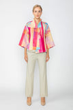 Pink Abstract Printed Collarless One