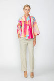 Pink Abstract Printed Collarless One