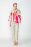 Pink Abstract Printed Collarless One