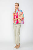 Pink Abstract Printed Collarless One