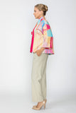 Pink Abstract Printed Collarless One