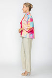 Pink Abstract Printed Collarless One