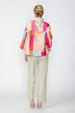 Pink Abstract Printed Collarless One