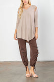 Taupe Cross-Cut Cold Shoulder Tunic