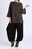Black Side Pleats Detailed Wide Leg Pants