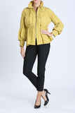 Mustard Shirred Sleeve Zip-Up Blouson Jacket