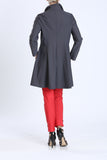 Charcoal Button Front Long Sleeve Flare Jacket