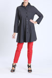 Charcoal Button Front Long Sleeve Flare Jacket