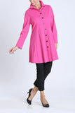 Pink Button Front Long Sleeve Flare Jacket