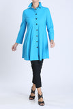 Turquoise Button Front Long Sleeve Flare Jacket