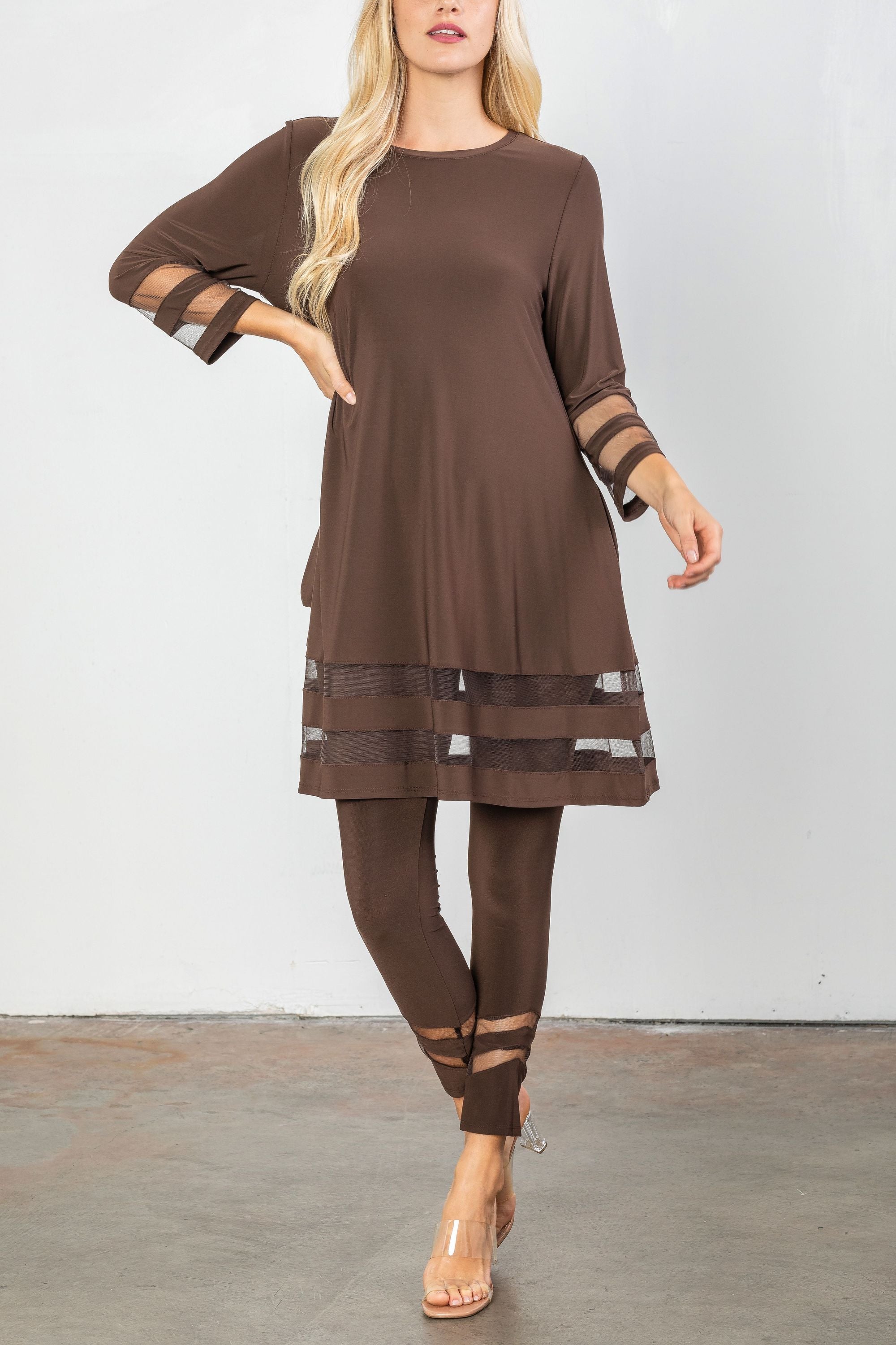 Soft Knit Mesh Trim Tunic Top – IC Collection