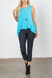 Turquoise Front Decoration Two Button Sleeveless Top