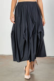 Black Asymmetric Line Folds Skirt