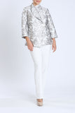 Gray Jacquard Wide Lapel One Button Jacket