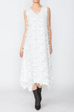 White V-Neck Sleeveless Fringe Dress