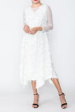 White V-Neck Sleeveless Fringe Dress