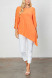 Salmon Slotted Sleeve Tunic Top