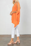 Salmon Slotted Sleeve Tunic Top