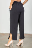 Black Plus Size Wide Leg Textured Split Cuff Pants